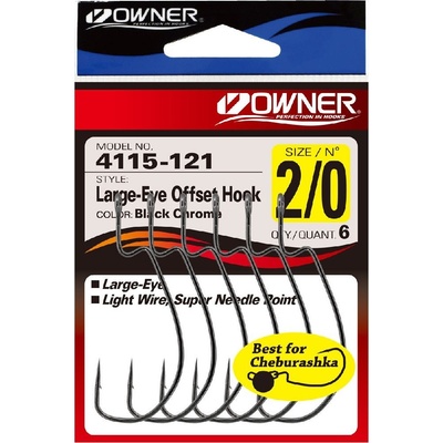 Owner Háček s očkem Large-Eye Offset Hook 4115 vel.2 6 ks