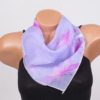 Image 1 of Лилаво фишу с виолетови цветя