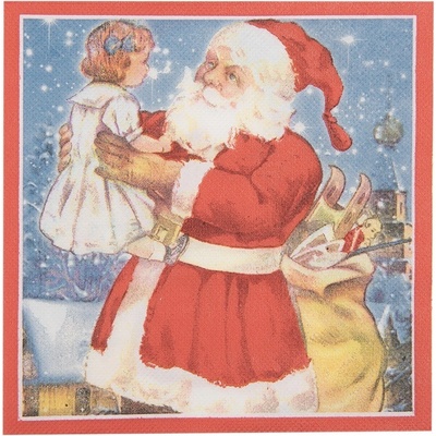 Clayre & Eef Papírové ubrousky Santa Claus 33x33 cm 20ks