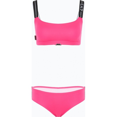Giorgio Armani Дамски бански костюм от две части EA7 Emporio Armani Logo Tape Bikini Top neon pink