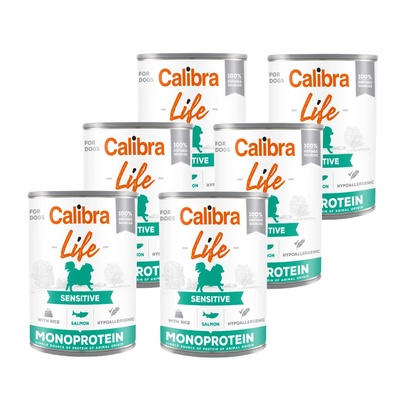 Calibra Dog Life Sensitive Сьомга с ориз 6x400г