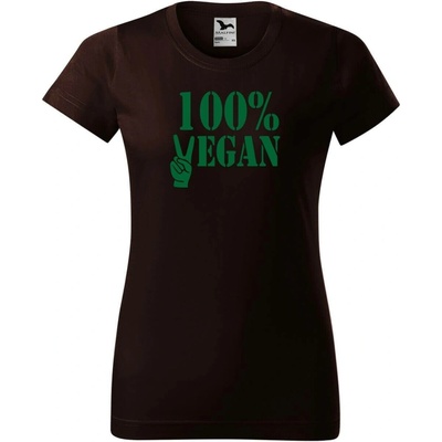 DOBRÝ TRIKO Dámské tričko 100% vegan zelený potisk Kávová
