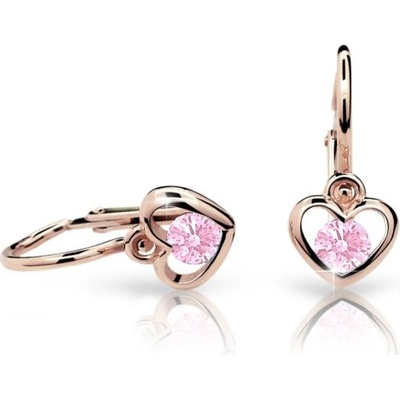 Danfil detské náušnice srdiečka C1943 zo ružového zlata pink brizura