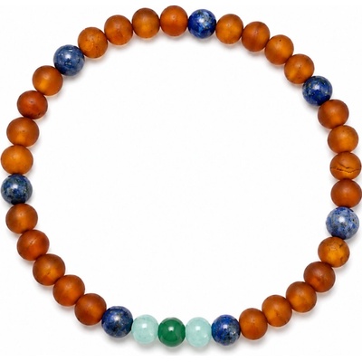 jantario Pánsky elastický náramok z minerálov a surového jantáru Lapis lazuli, Amazonit a Jadeit 105075