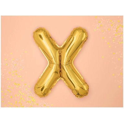 PartyDeco Fóliový balónek písmeno X zlatý 35 cm