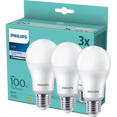 Philips LED žárovka E27 13W 4000K 230V A65 SET3ks P694906 – Hledejceny.cz