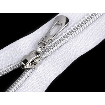 Spirálový zip No 7 délka 70 cm se stříbrnými zoubky, malé, 101 bílá