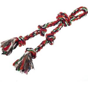 Pet Interest® Памучна играчка - въже с ръкохватка, 2 възела