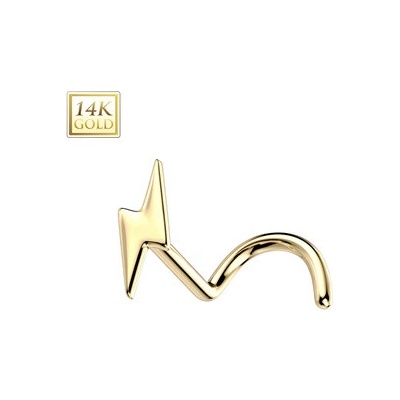Šperky4U zlatý piercing do nosu blesk ZL01238-YG