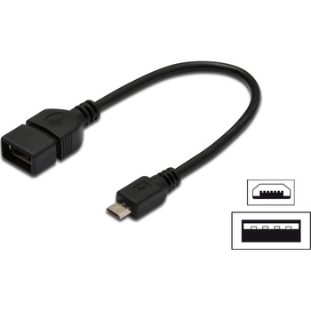 Digitus AK-300309-002-S USB 2.0, OTG, USB A(F)/ MicroB, 0,2m