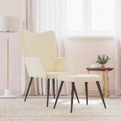 vidaXL 327952 Relaxační židle se stoličkou textil krémová