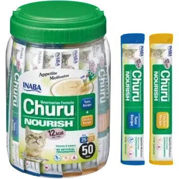 Inaba Churu Nourrish Tuna and Chicken - Лакомство за котки при липса на апетит или тревожност с пиле или риба тон 50 бр