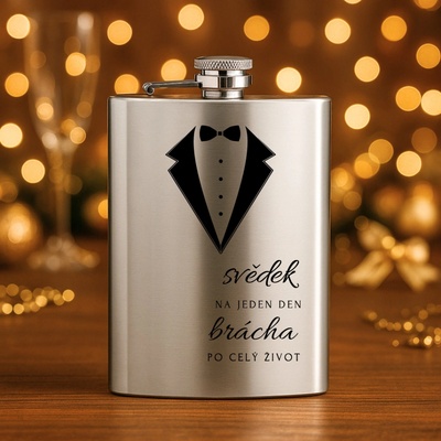 Placatka pro svědka smoking s motýlkem luxusní dárek pro kamaráda Stříbrná - brácha