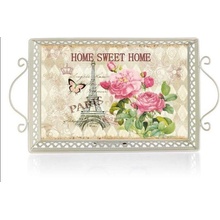 Home Decor Podnos plechový Home sweet 41x23x4,5/9cm