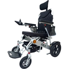 Zoela 9005AR Elektrický skládací vozík s automatickým polohováním zádové opěrky Černé polstorování a stříbrný rám