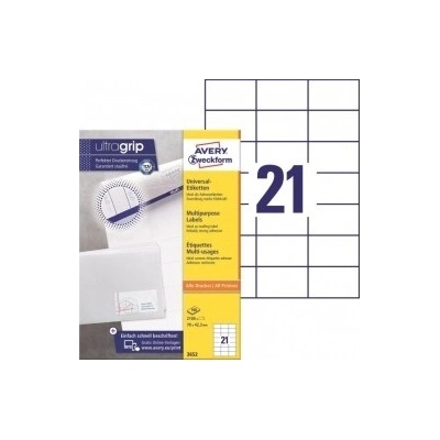 Etikety univerzálne 70x42,3mm Avery A4 100 hárkov