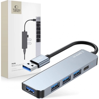 Tech-Protect Адаптер 5 в 1 за лаптопи с USB-A вход от Tech Protect V0-HUB Adapter 5 in 1 - Сив (9490713935255)