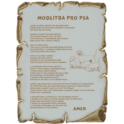 Dřevo Novák Modlitba pro psa č.784 pergamen z překližky