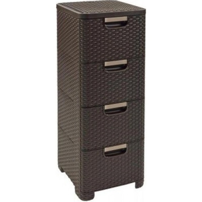 Curver Regál Style 4x14L se šuplíky tmavě hnědý