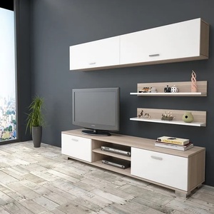 Bogdan Furniture Секция + шкафове + рафтове бяло-мока Мебели Богдан