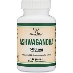 Double Wood Supplements Ашваганда - при стрес, умора, безпокойство, 250 mg, 120 капсули за 2 или 4 месеца прием (27295 DW)