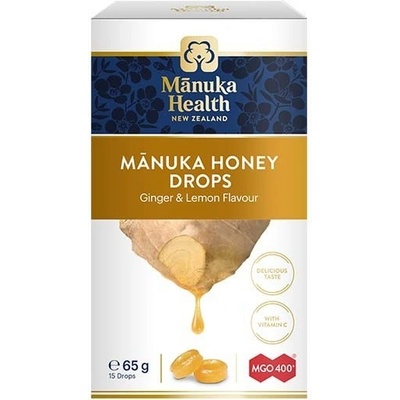 Manuka Health Bonbóny s manukovým medem MGO 400 a vitamínemC zázvor citron 15 ks 65 g