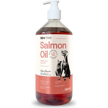 Lab-v 100% сьомгово масло за кучета и котки от всички възрасти 1000 мл, студено пресовано