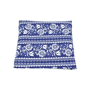 TORF ZIEGLER Polštářek s pšeničným zrnem modro-bílý folklór 19 x 18 cm