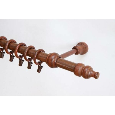 Garnyze-levne Dřevěná záclonová tyč jednořadá Ořech Favorite 28 mm 180 cm