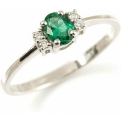 Šperky NM Zlatý prsten s přírodním smaragdem a brilianty 1896