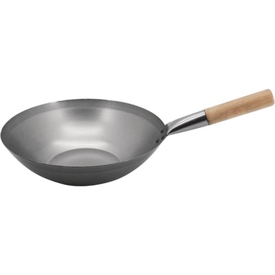 Vogue wok z měkké oceli s plochým dnem 33 cm