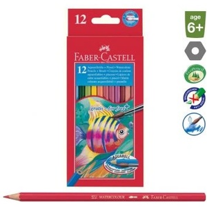 Faber-Castell Faber-Castell: Комплект цветни акварелни моливи с четка - 12 части FC114413 (FC114413)