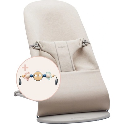 BABYBJORN Babybjorn lehátko Bliss Light Beige 3D Jersey s hračkou Googly Eyes Pastel