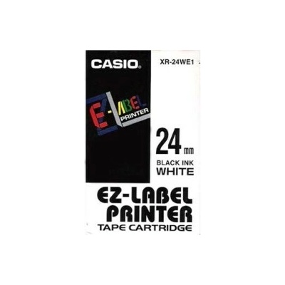 Originálna páska Casio XR-24WE1, 24mm, čierna tlač/biela podklad, nelaminovaná, 8m