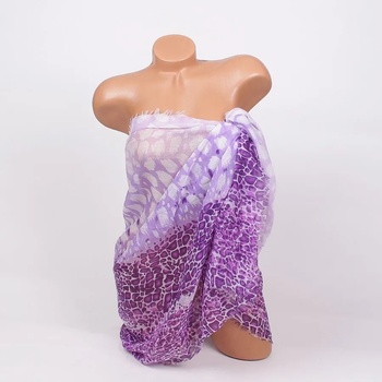 Image 1 of Парео за плаж с леопардов десен в лилав цвят