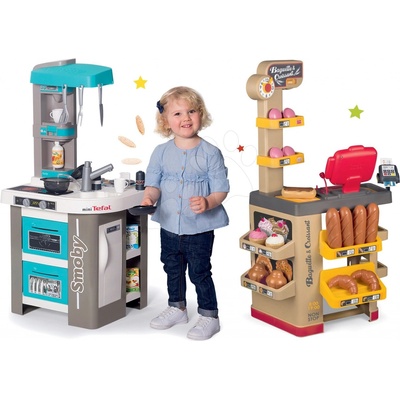 Smoby Set kuchyňka elektronická Tefal Studio 360° Bubble a pekárna s koláči Baguette&Croissant Bakery
