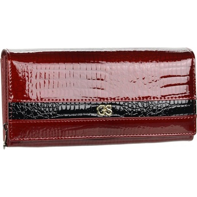 GROSSO kožená dámska lakovaná kroko peňaženka RFID v darčekovej krabičke červená