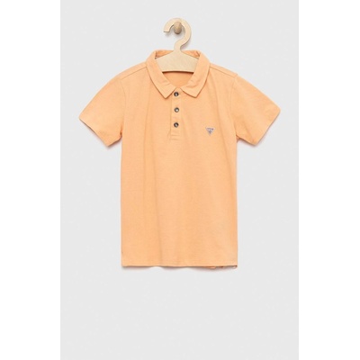 GUESS Детска памучна тениска с яка Guess в оранжево с изчистен дизайн (L2GP02.KAPY0.PPYX)