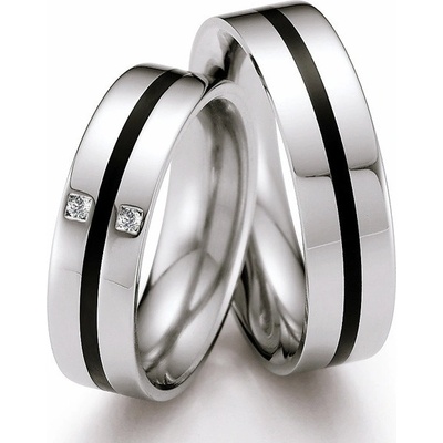 Snubní prsteny z oceli s keramikou a diamanty ST140