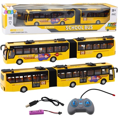 LeanToys RC kloubový školní autobus na dálkové ovládání, trolejbus žlutý 1:32