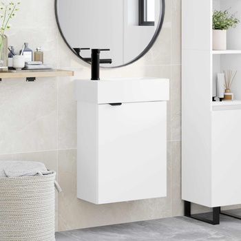 vidaXL Мивка за баня със смесител Бяло 45, 5 x 22, 5 x 84 см (889425)