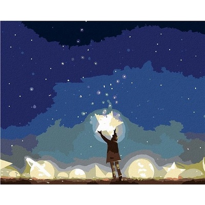 zuty Malování Podle Čísel Chlapec Mezi Zářícími Planetami 40 x 50 Cm Plátno Rám