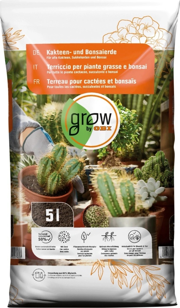 GROW by OBI Substrt pro kaktusy a bonsaje 5 l od 95 K - Heureka.cz
