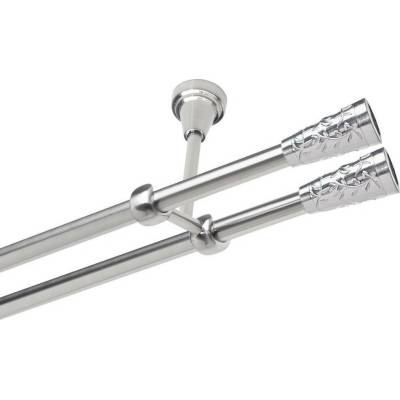 OK-GarnýžeCZ Garnýž kovová dvouřadá 19mm Sevilla double nerez 350 cm do stěny / na tunýlek - bez kroužků
