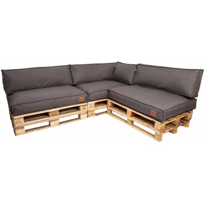 Golden Garden Paletové sedenie GG11 podsedáky a vankúše 3 ks x 120 x 80 x 15 cm + 3ks x 120 x 40 x 15 cm + 60 x 40 x 15 cm svetlá melanž