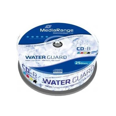 MediaRange CD-R 700MB/80min 52x Waterguard Photo Inkjet Fullprintable - 25 бр. в шпиндел