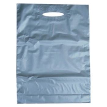 LDPE taška s prehmatom, dĺžka 45 cm, šírka 38 cm, záložka 5 cm, strieborná