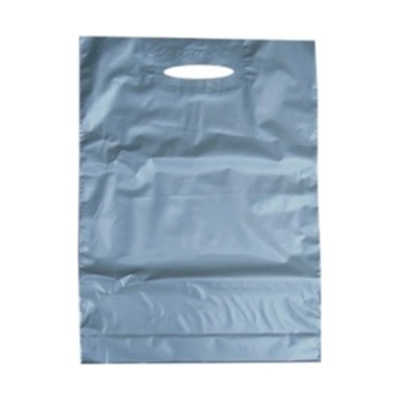 LDPE taška s prehmatom, dĺžka 45 cm, šírka 38 cm, záložka 5 cm, strieborná