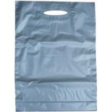 LDPE taška s prehmatom, dĺžka 45 cm, šírka 38 cm, záložka 5 cm, strieborná