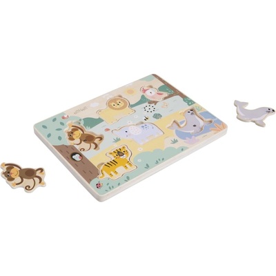 eliNeli Sound Puzzle Animals играчка сортер от дърво 18m+ 7 бр